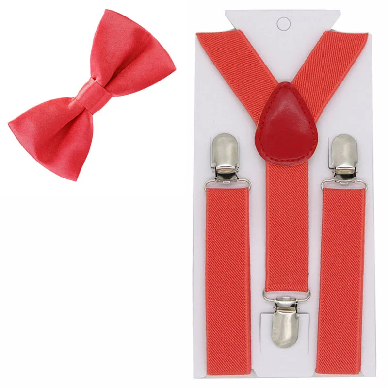 35 watermelon red 40 цветов, Детские подтяжки, эластичные регулируемые Y-Back подтяжки, детские галстуки-бабочки для свадебной вечеринки - Цвет: 35 watermelon red