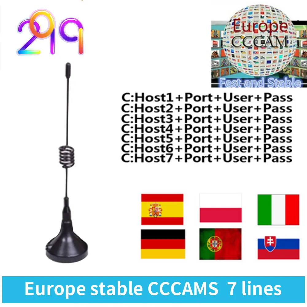CCCam OSCAM 1 год 6 клинок 7 Клинок для Европы DVB-S2 спутниковый ресивер X800 V8 NOVA стабильный в Испании Польша Германия