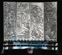elaborate chinese antique collection tibetan silver folding screen