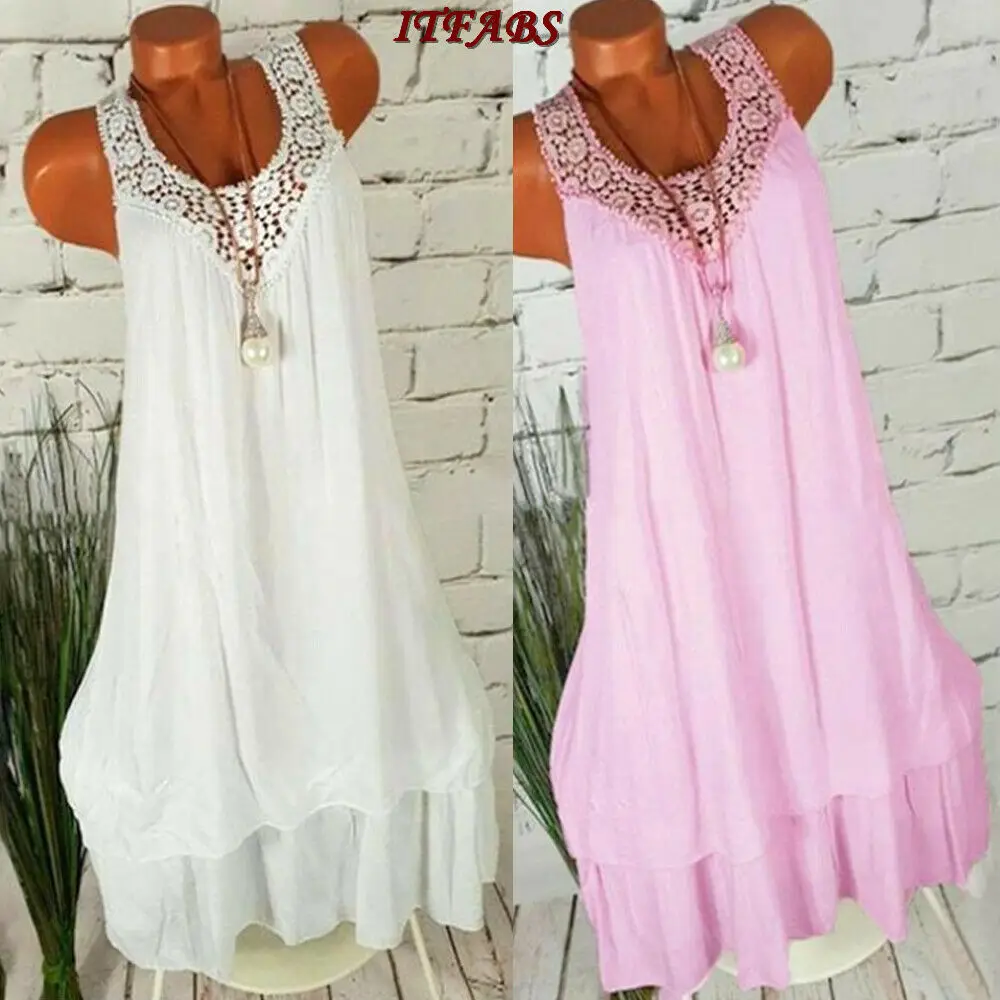 Летнее женское Цветочное платье на шнуровке с круглым вырезом без рукавов