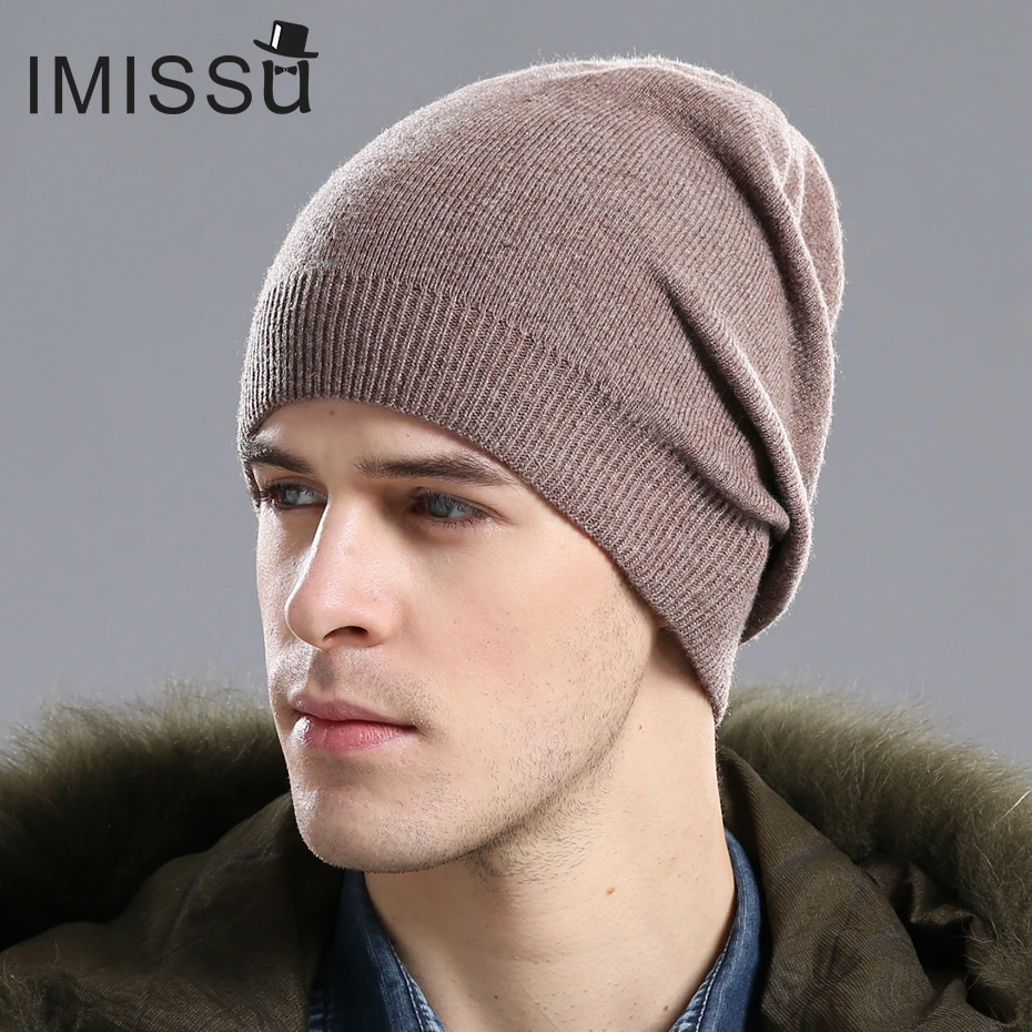 IMISSU брендовая новинка осень зима унисекс шапка вязаная натуральная шерсть Skullies