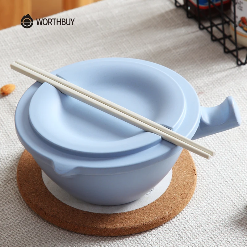 WORTHBUY японская бамбуковая миска для лапши с крышкой палочки еды кухонная