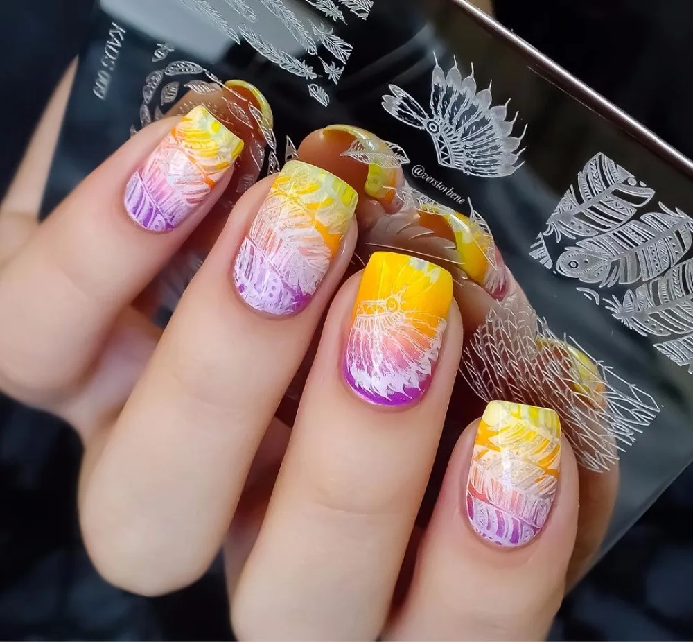 Индийский Ловец снов ногтей штамп штамповки пластины шаблоны перо|stamping template|nail art