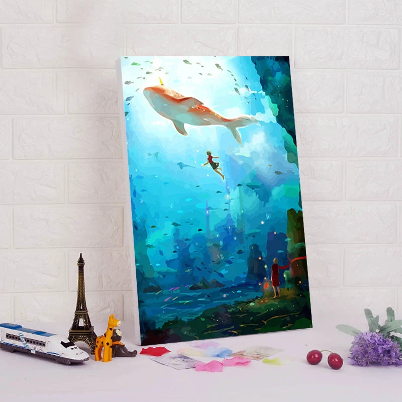 Модульная картина Большая рыбка цифровая краска по номерам живопись сделай сам