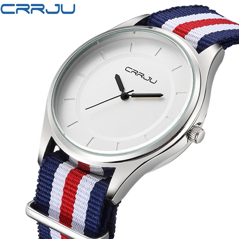 Crrju модные брендовые Мужские кварцевые часы 30 м водонепроницаемый нейлон мужской