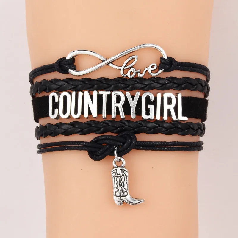 (10 шт./лот) Бесконечность любовь Страна Девушка браслет Boot Шарм ручной работы