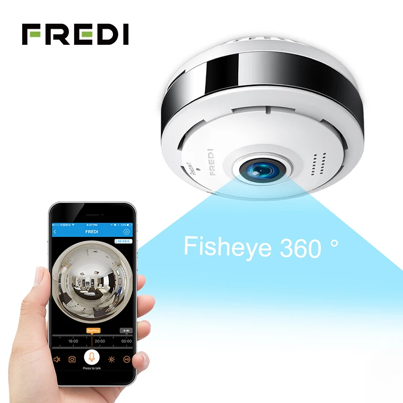 FREDI IP камера 360 градусов панорамная рыбий глаз беспроводная WiFi камера 960P HD 1.3MP CCTV камера безопасности 10 м инфракрасное ночное видение