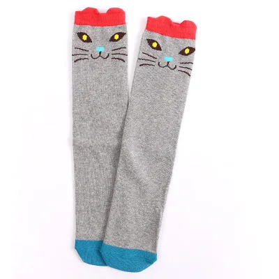 Grey cat Рекомендуем! Милые зимние Хлопковые гольфы выше колена с кошачьими ушками для детей от 3 до 9 лет, подарок - Цвет: Grey cat