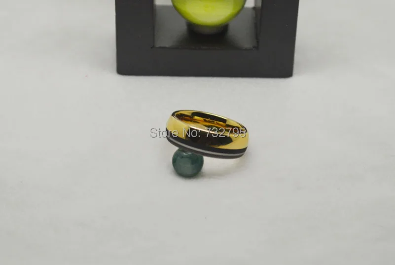 Бесплатная доставка 8 мм черное лазерное Золотое кольцо из карбида вольфрама