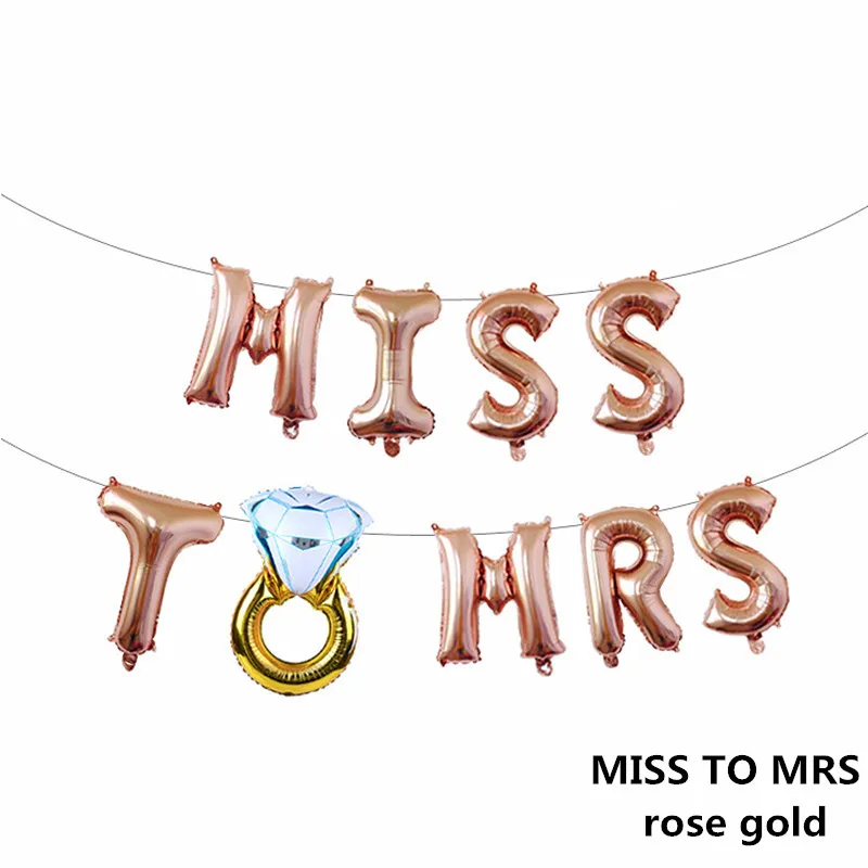 Miss to mrs rosegold Свадебные украшения с буквенным фольгой шар Mr Mrs свадебный душ Команда Невесты быть воздушный шар Декор курица вечерние принадлежности для вечеринки-девичника - Цвет: Miss to mrs rosegold