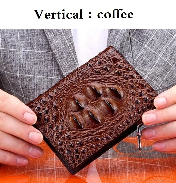 Vertical style Coffe Модный мужской кошелек из крокодиловой кожи дизайнерский роскошный мужской кошелек из натуральной кожи Повседневный брендовый Молодежный короткий классический кошелек из крокодиловой кожи - Цвет: Vertical style Coffe