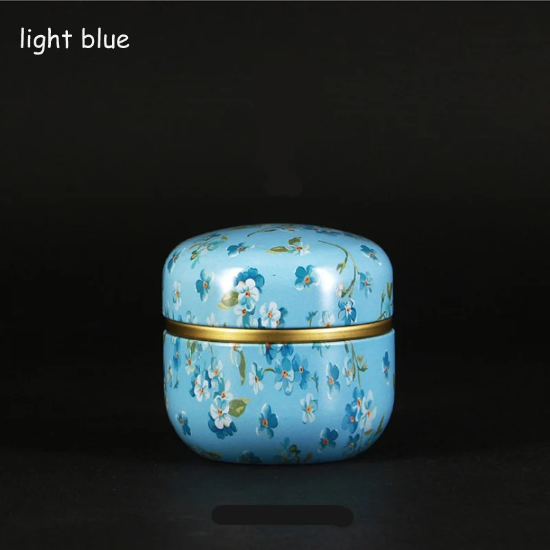 light blue Портативный Путешествия Бытовые герметичный может Чай Кэдди банка для чая Матча контейнер китайский Стиль многофункциональный металлическая коробка для чая с крышкой - Цвет: light blue