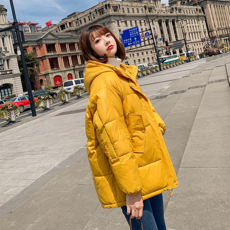 Parka Mujer 2019 Fall Winter Coat Loose Warm Cotton Padded Quilted Female Solid Color Snow Overcoat Parkas casaco feminino | Женская