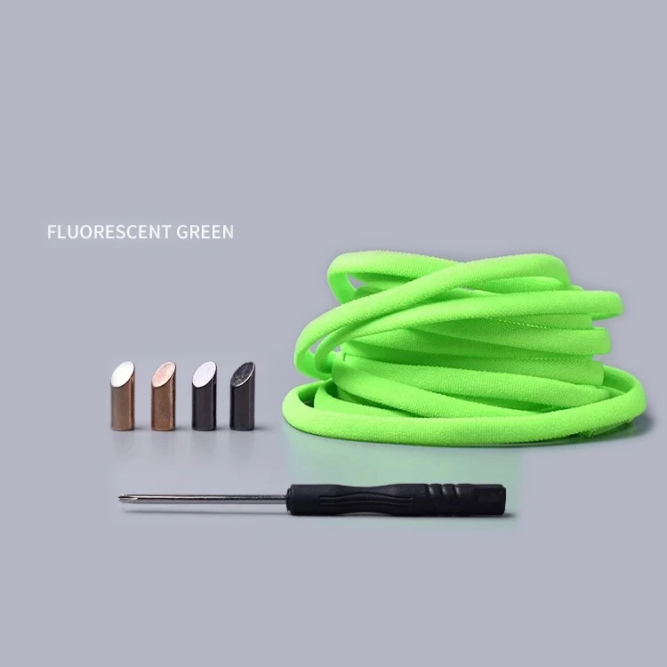 Fluorescent green 1 пара шнурков для обуви без завязок, одноцветные полукруглые шнурки, эластичные шнурки для детей и взрослых, быстро скользящие кроссовки, шнурки для обуви, шнурки - Цвет: Fluorescent green