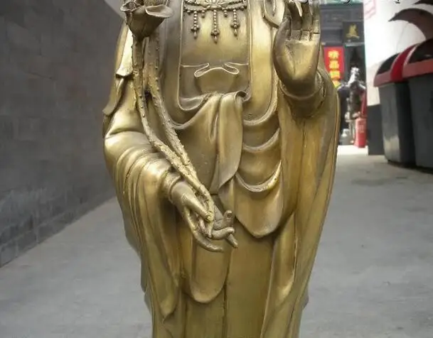 26 &quotКитайский Медь Южного Моря Лотос Гуань Инь гуань-Инь статуя Будды | Дом и сад