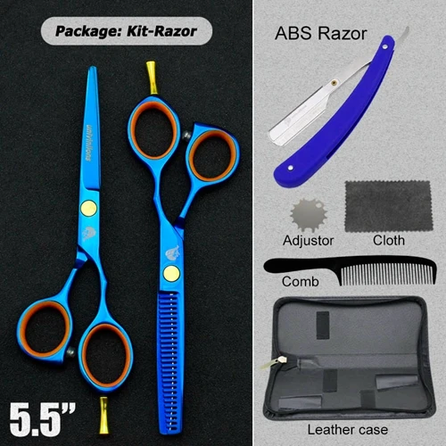 5501LAN-razor 5,5 дюймов японские ножницы для стрижки волос профессиональные ножницы для волос бритвы; ножницы для парикмахерских ножницы coiffeur - Цвет: 5501LAN-razor