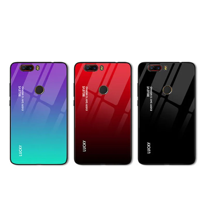 Закаленное стекло CaseFor Nubia Z17 nx563j градиент цвета синий луч Аврора задняя крышка