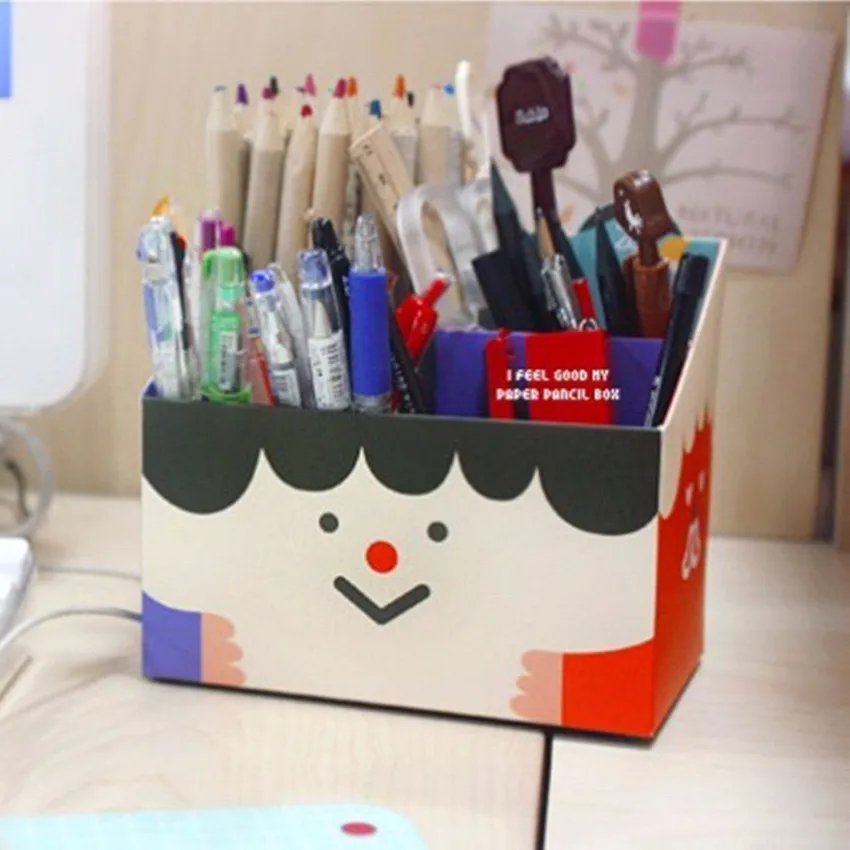 1 шт. креативный DIY бумажный пенал чехол держатель 4 квадрата Настольный ящик для