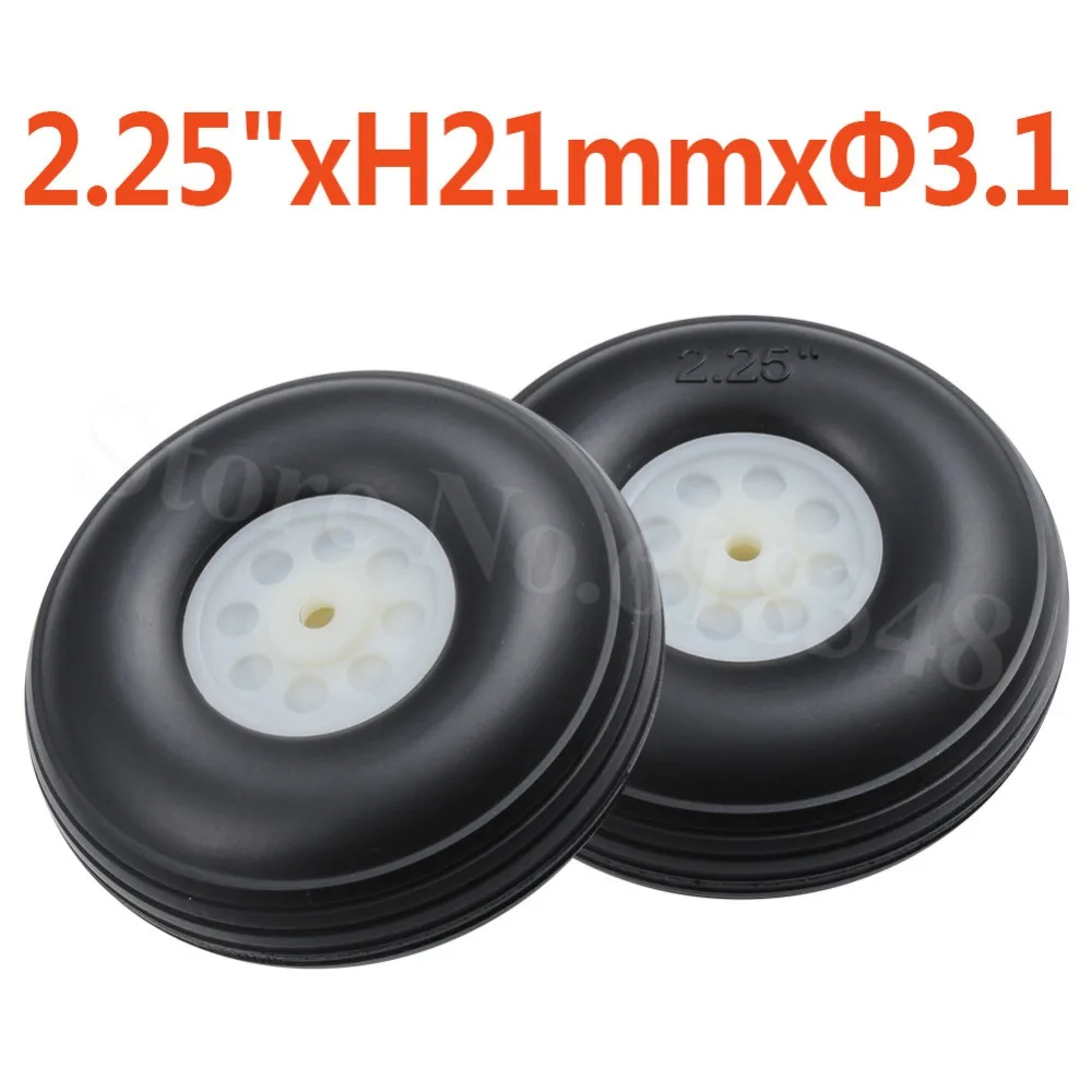 

2pcs 2.25"/ 57mm Quality PU Rubber Tail Wheel Nylon Hub Thickness:21mm Axle hole: 3.1mm RC Plane Parts Replacement