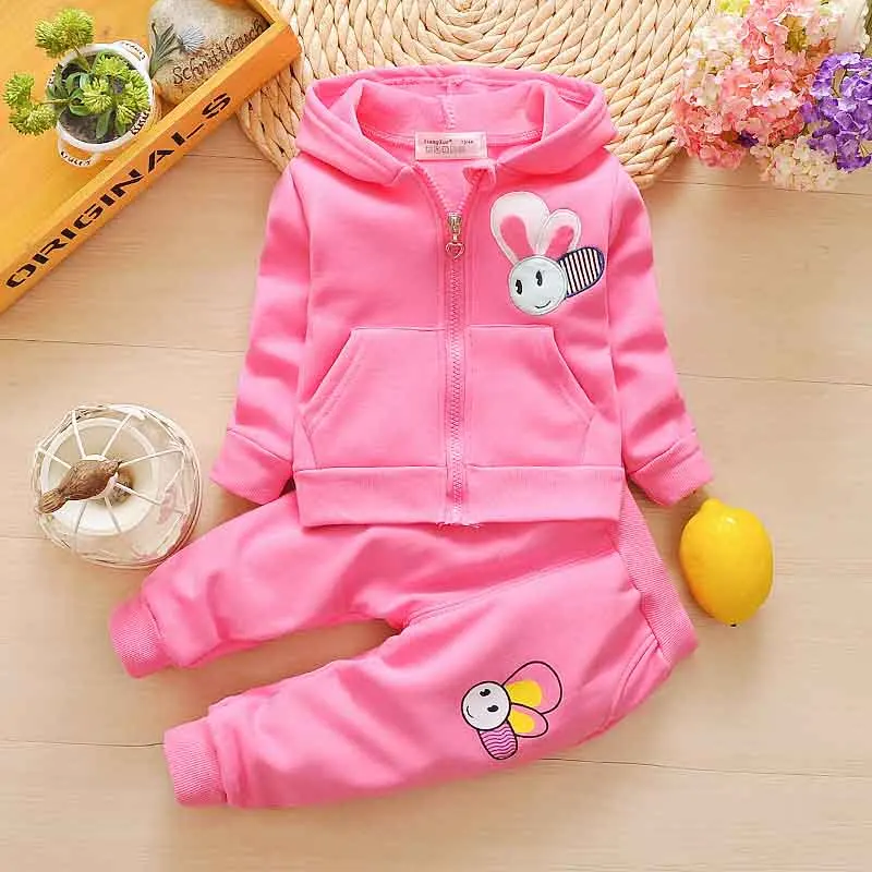 Весенний комплект одежды для девочек BibiCola толстовка с капюшоном + штаны