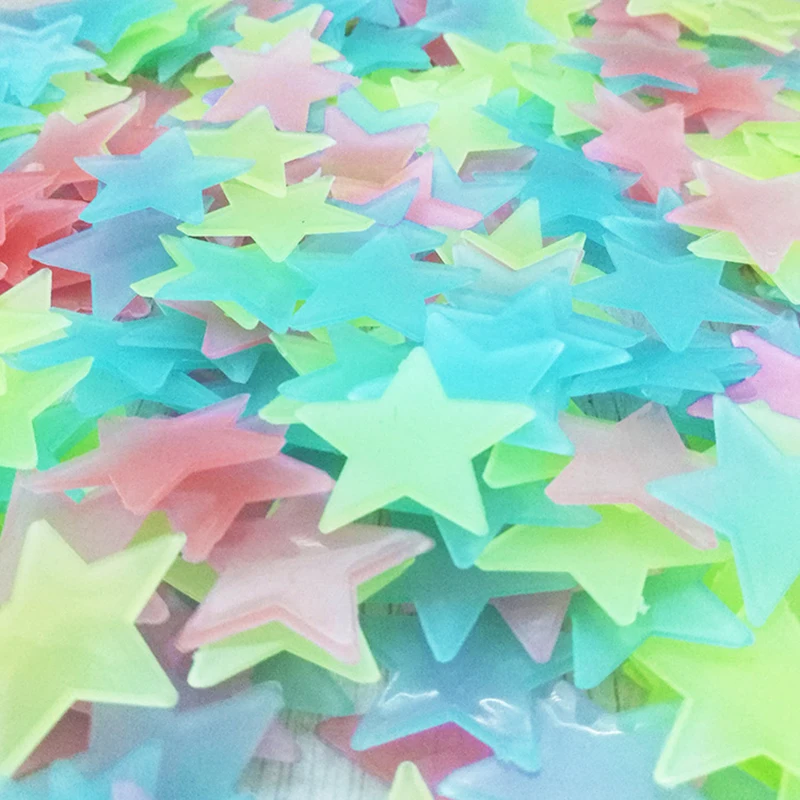 50/100 шт. 3D звезды светится в темноте светящиеся флуоресцентные настенные наклейки