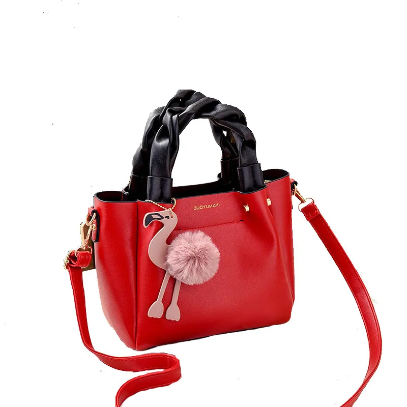 Модные Роскошные коса ручка Фламинго Для женщин мешок из кожи Женские Crossbody &