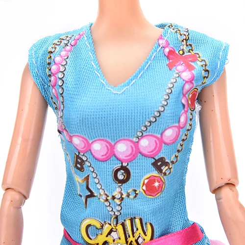 2017 Горячая Повседневная игрушка юбка футболка с волшебной наклейкой Кукла