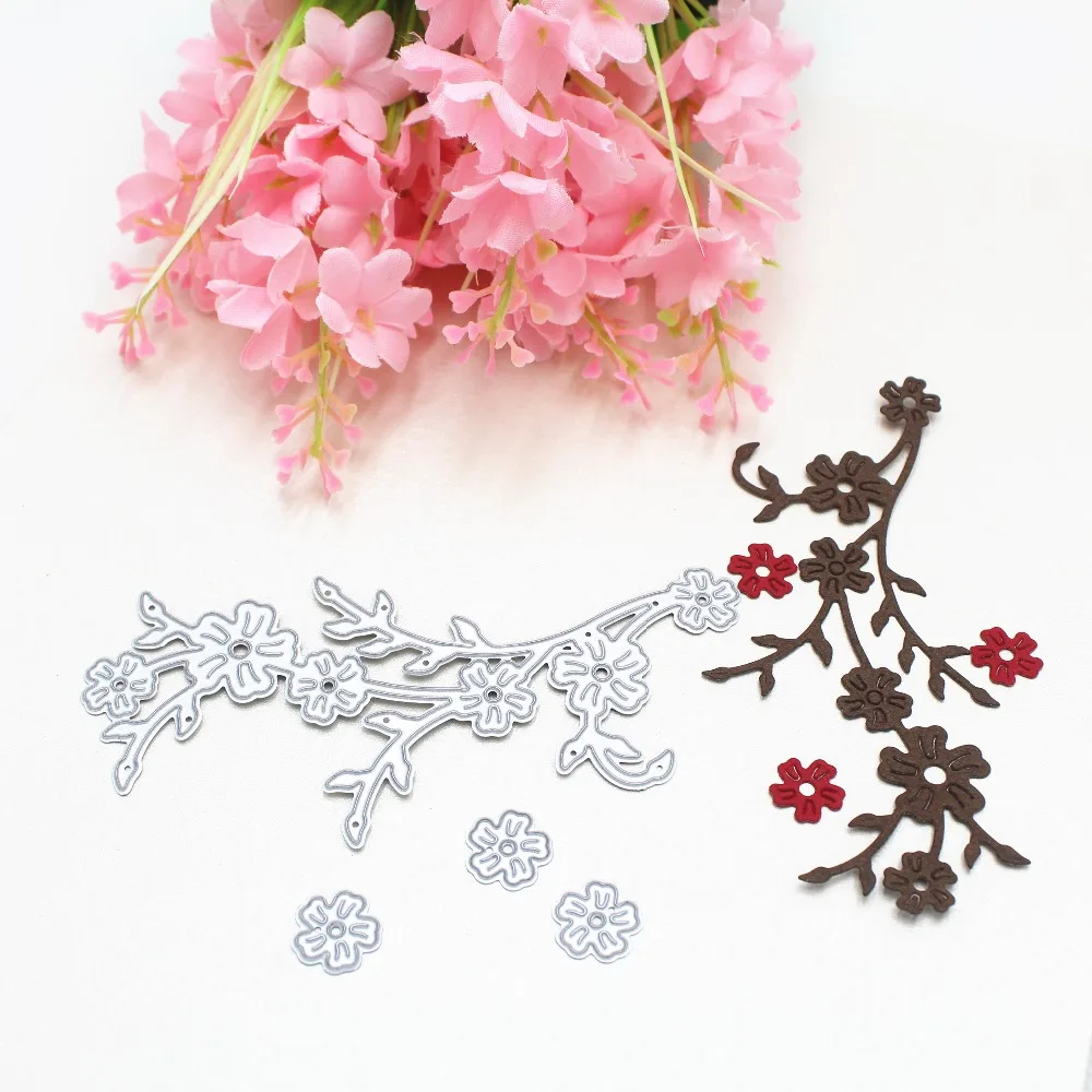 Высечка цветка сливы для самостоятельного скрапбукинга фотоальбома тиснения