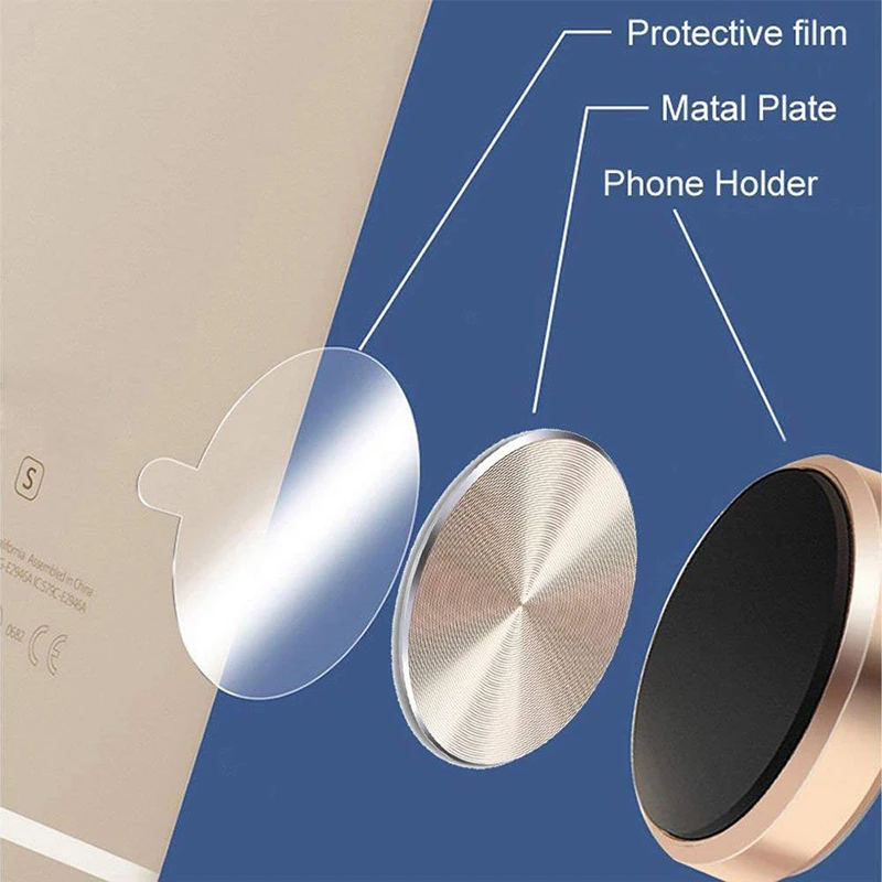 Fimilef Plating Aluminum Alloy Sticker On Magnetic Car Holder For IPhone Magnetic Sheet For Mount Magnet Holder On Samsung Huawe