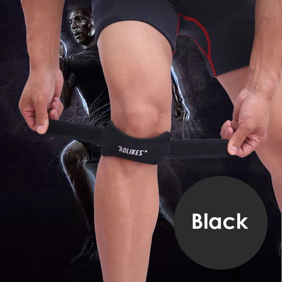 Black AOLIKES 1 шт. наколенники Регулируемый наколенник Поддержка колодки Voleibol наколенник защита спортивной безопасности rodilla guard A-7919 - Цвет: Black