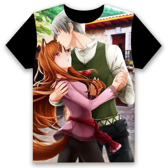 Аниме футболка Spice and Wolf Holo Косплей короткий рукав Женская Мужская черная футболка Повседневная летняя футболка Otaku