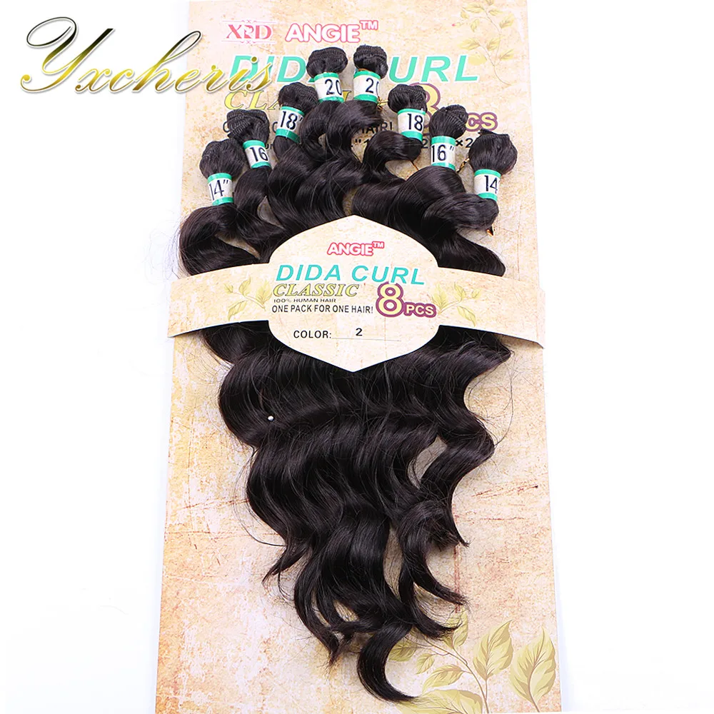 YXCHERISHAIR 8 шт./упак. синтетические глубокие пучки волнистых волос 1" 16" 1" 20" омбре черный блонд два пучка волос переплетение