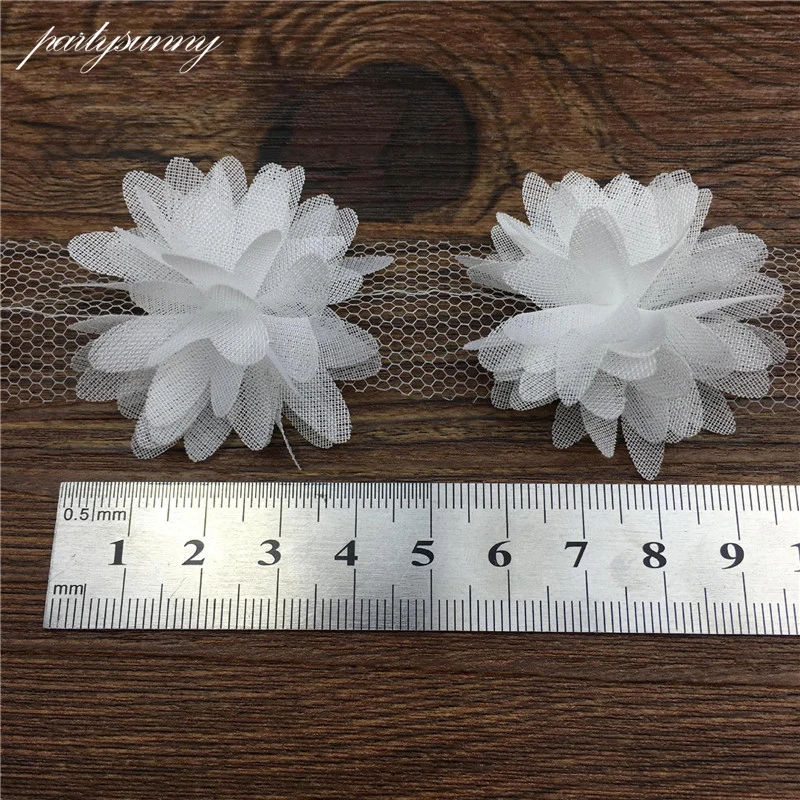 2 ярдов шифон цветы тюль кружевной ткани высокое качество кружева для рукоделия