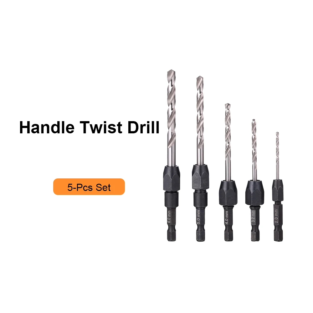 Wood Twist Drill Bit JelBo 5 в 1 шестигранный хвостовик твист сверло Набор для Деревообработка hss сверла для плотника инструменты отверстие пилы фреза - Цвет: Wood Twist Drill Bit