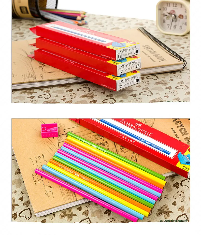 Faber Castell 1322 треугольный студенческий графитовый карандаш черные чернила Цветной