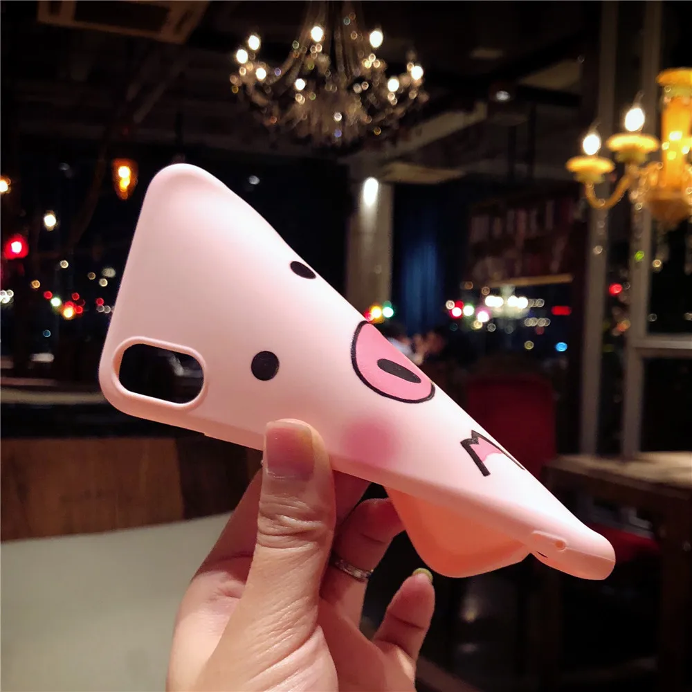 Розовый поросенок Kickstand чехол для iPhone XS X 8 6 7 S Мягкий из силикона и ТПУ Max XR Plus с