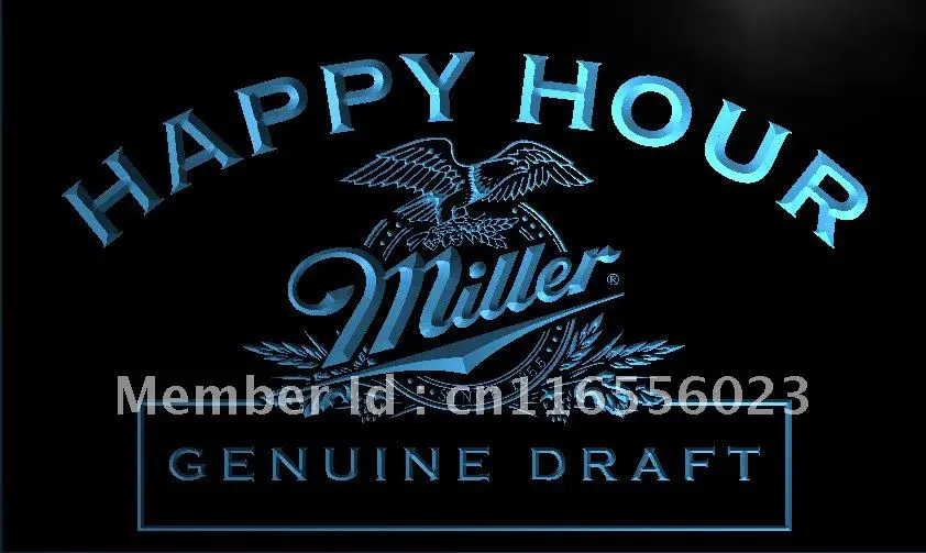 

LA613-пиво Miller бар счастливые часы Pub светодиодная неоновая световая вывеска для домашнего декора