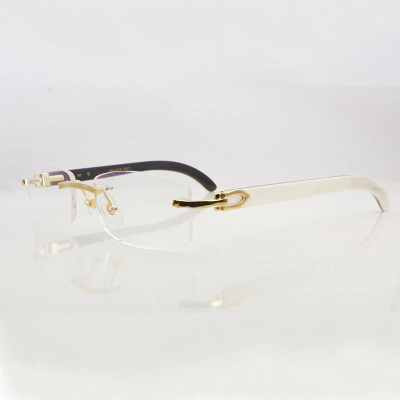 

Clear Eye Glasses Frames for Men Women Accessories Rimless Natural Buffalo Horn Carter Gold Transparent Eyeglasses Frame