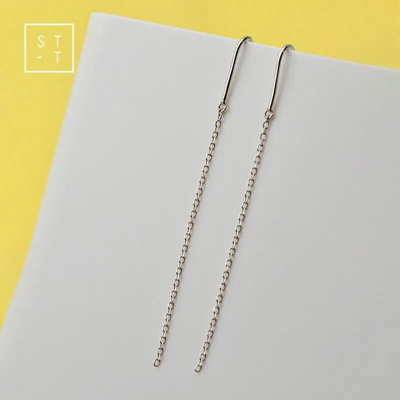 Женские длинные серьги U образной формы серебро 925 пробы|Серьги-подвески| |