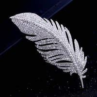 red trees brand high quality luxury sparkling zircon fashion classic feather brooch for men and women gift drop shipping in box