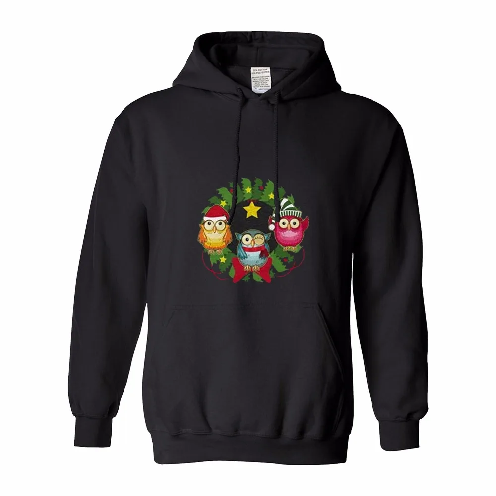 Три совы подарок Рождество Gildan пуловер с капюшоном человека балахон|hoodies men|men