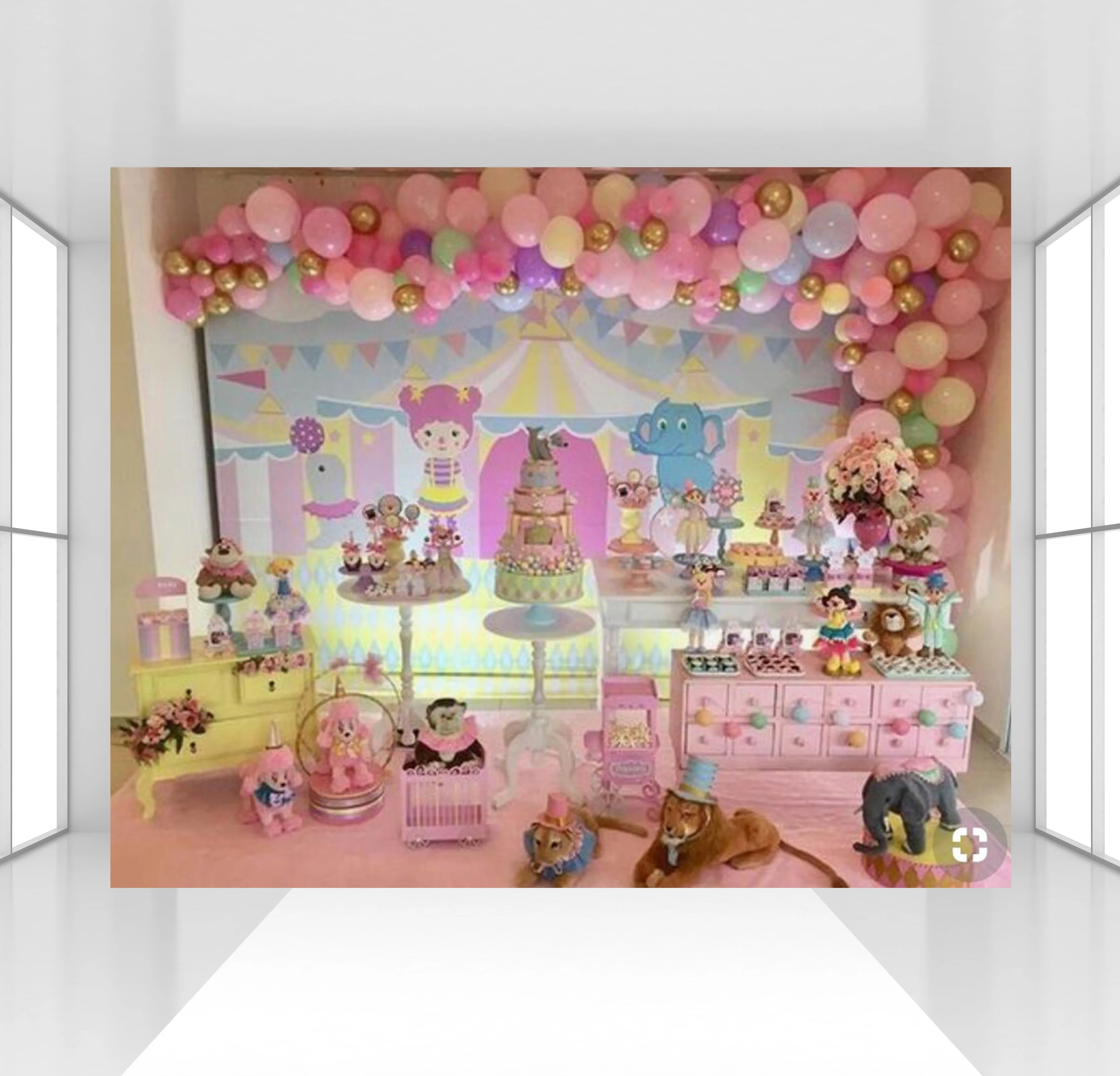 HUAYI индивидуальные карнавал фон с изображением цирка Фотофон столик для торта