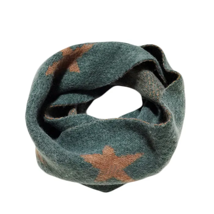 Осенне-зимний вязаный шарф для малышей, модный детский однотонный теплый шарф с круглым вырезом для мальчиков и девочек, воротник-хомут