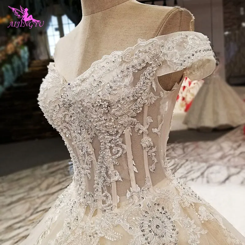 

AIJINGYU Sexy Wedding Dresses Short Gown Bridal Lace Organza Cheap Off White Second Marriage Gowns Designer Wedding Dress