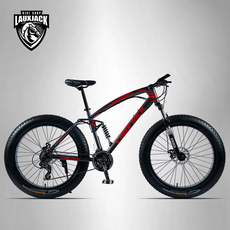 LAUXJACK Горный велосипед Фэтбайк 26&quot х 4.0 колеса SHIMANO 24 скорости двухподвесная