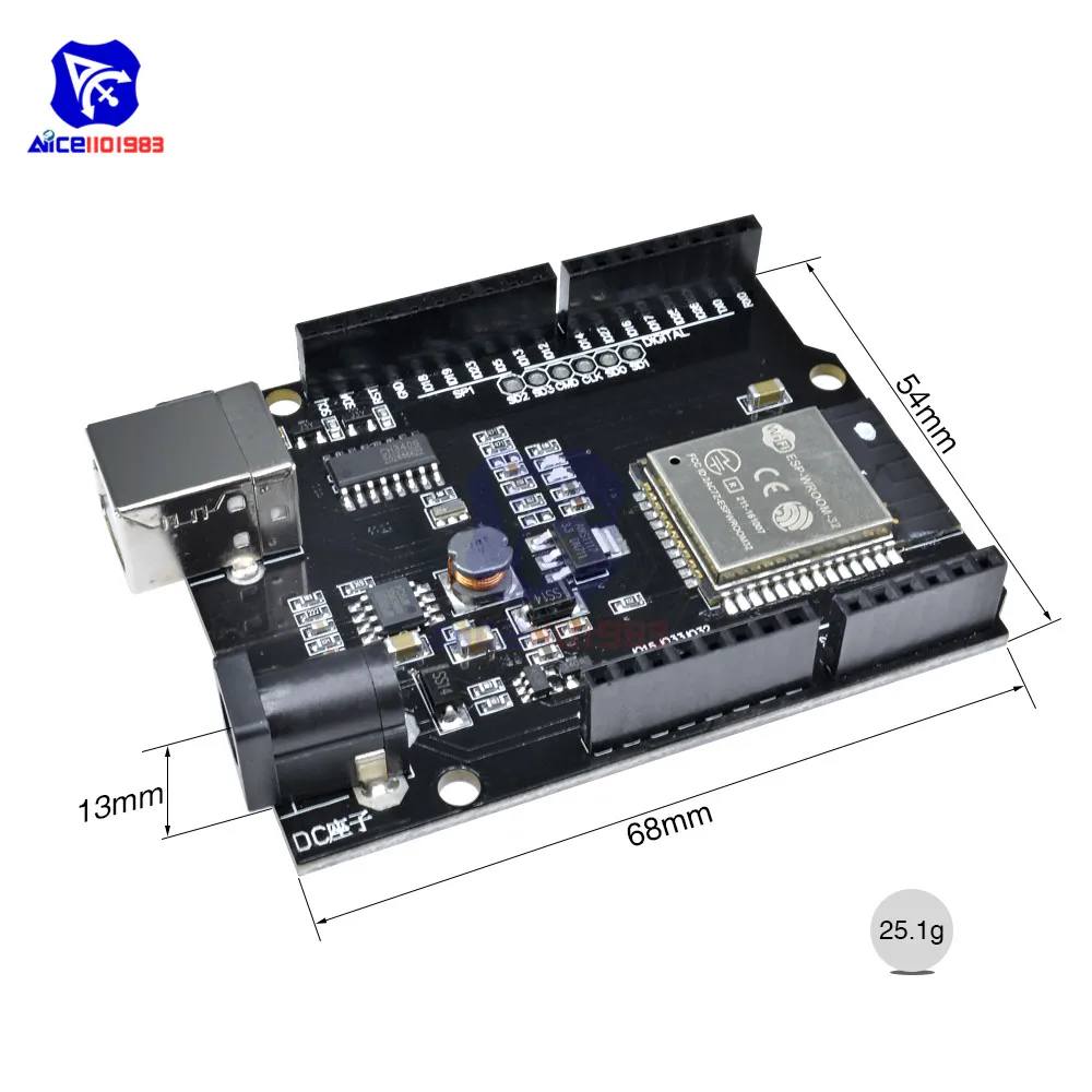 CH340 WeMos D1 R32 мини ESP32 wifi Bluetooth макетная плата для Arduino UNO R3 WeMos TTGO с адаптером type-B/Micro USB 5-12 В