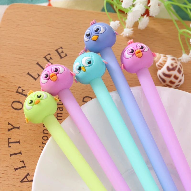 4 шт карамельных цвета 0 38 мм Kawaii Мультфильм Большой Глаз птица Подпись гелевая