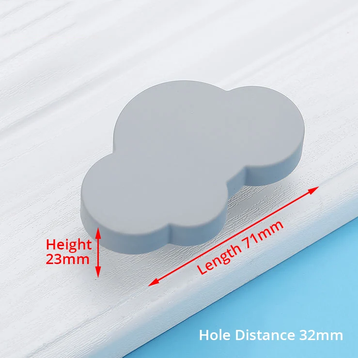 Cloud Gray 32mm Как детская комната ручки Moon Star мультфильм мебельные ручки ПВХ облако дверную ручку детские ручки для шкафа для детей - Цвет: Cloud Gray 32mm