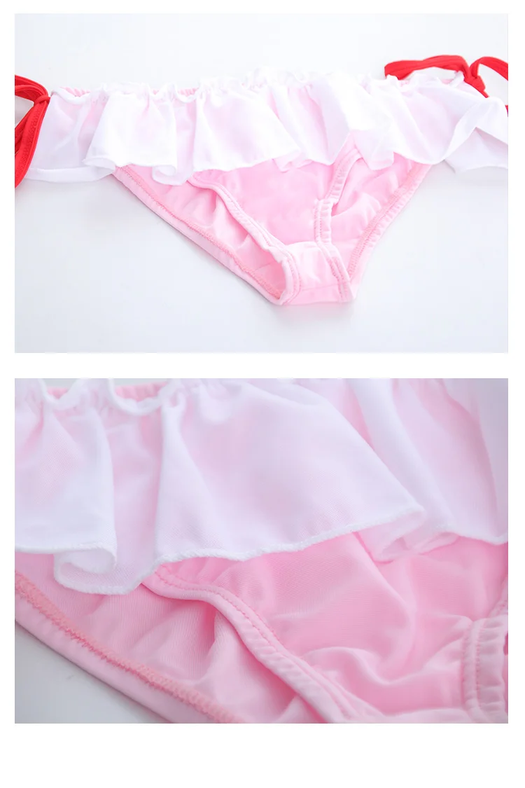 Каваи девушки гексаграмма галстук оборки отделка купальников купальник Sukumizu