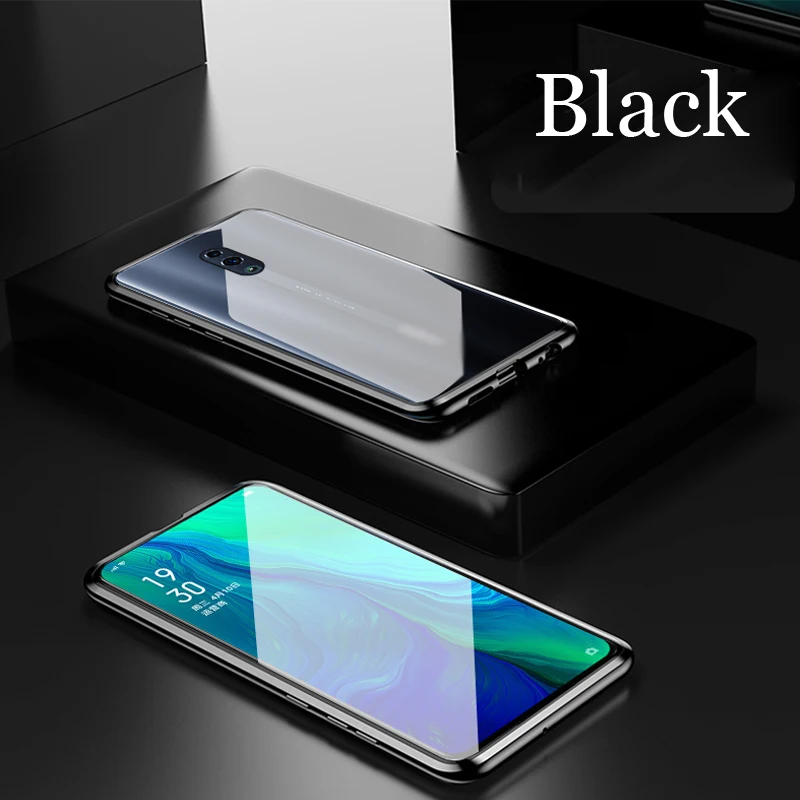 Роскошный Магнитный адсорбционный чехол для OPPO Reno, металлическая рамка, прозрачный чехол из закаленного стекла для OPPO Reno, Магнитный флип-чехол s OPPORENO